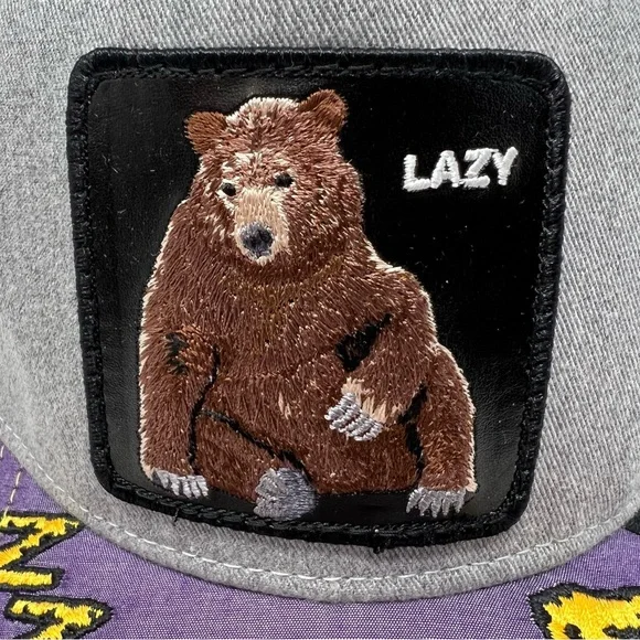 GOORIN BROS Animal Farm ‘Limited Edition’ Meh Lazy Bear Trucker Hat Gray Purple